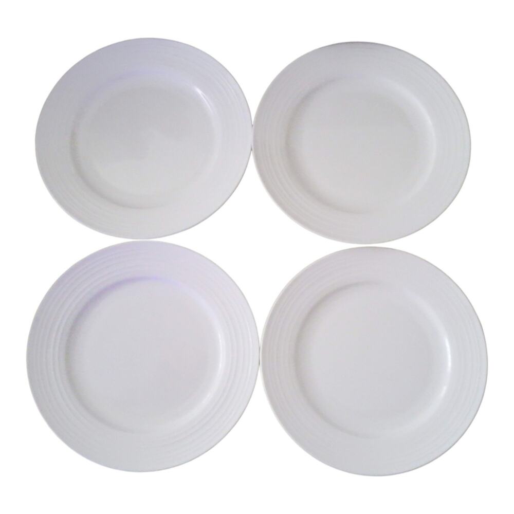 Mikasa Ciera Swirl Bone China Dinner Plates 11” Translucent Ivory Country Set 4